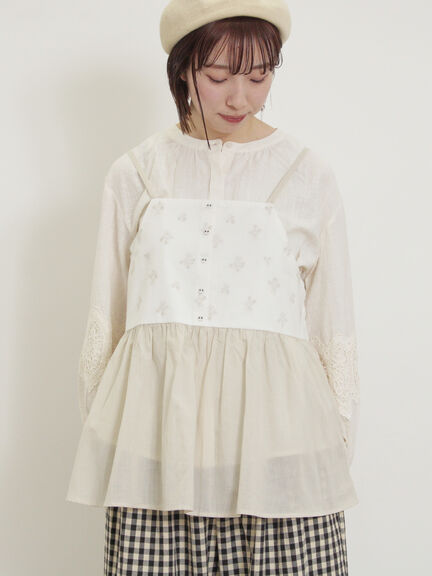 バイカラー花刺繍ビスチェ（オフホワイト/ブラック/ベージュ/サックスブルー）｜Samansa Mos2（サマンサ モスモス）通販