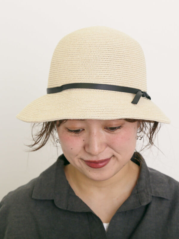 セール】 サイドちびリボンハット（ブラウン/キナリ/アクセサリー