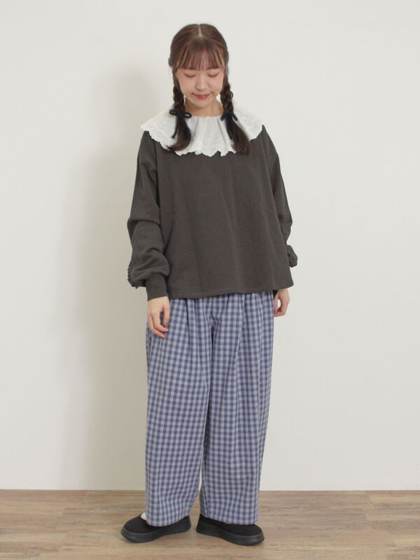 2点set袖フリル ドット チェック 9590テータテート mamaraku スカート 2段フリルティアードチェックミニスカート「ガーリー 着回し抜群」「SS新作」