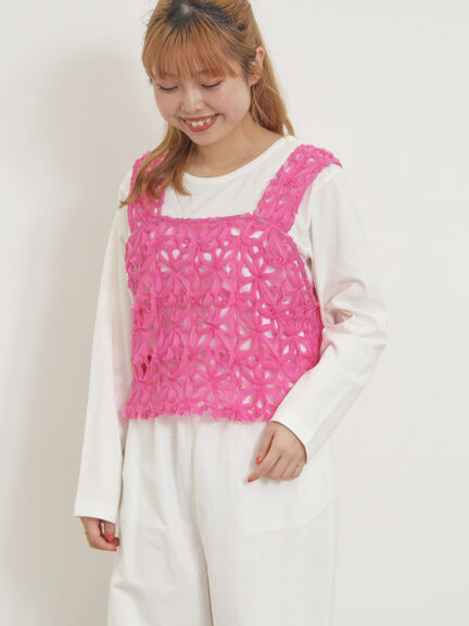 ももサマ☆ Pois knit best ピンク ベスト(ピンク/桃色系)｜Samansa Mos2（サマンサ モスモス）公式通販