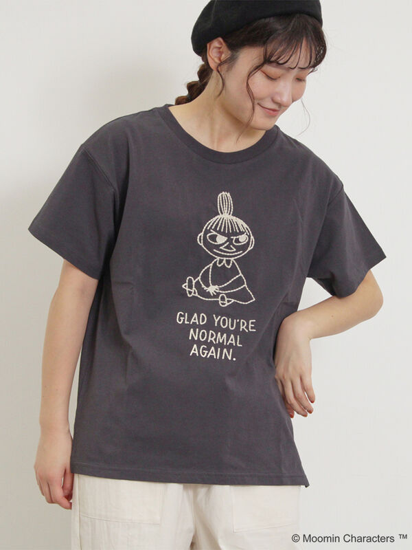【MOOMOIN×Samansa Mos2】ぽこぽこ刺繍Tシャツ（チャコールグレー）｜Samansa Mos2（サマンサ モスモス）通販