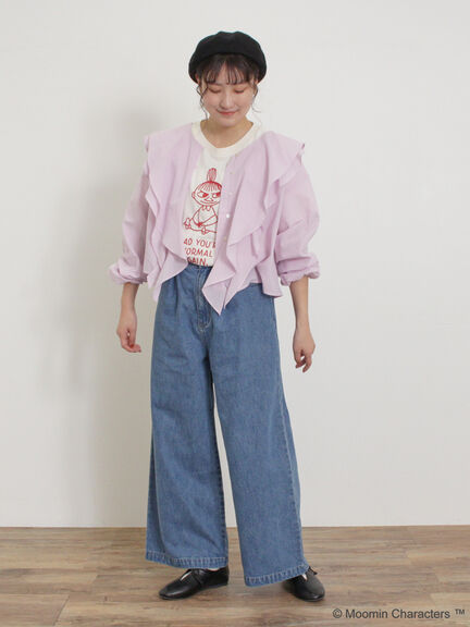 【MOOMOIN×Samansa Mos2】ぽこぽこ刺繍Tシャツ（チャコールグレー/ベージュ/キナリ）｜Samansa Mos2（サマンサ モスモス）通販
