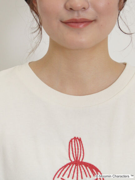 【MOOMOIN×Samansa Mos2】ぽこぽこ刺繍Tシャツ（チャコールグレー/ベージュ/キナリ）｜Samansa Mos2（サマンサ モスモス）通販