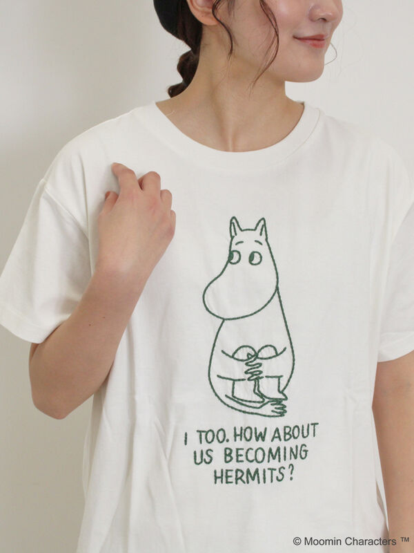 セール】 【MOOMIN×Samansa Mos2】ぽこぽこ刺繍Tシャツ（オフホワイト