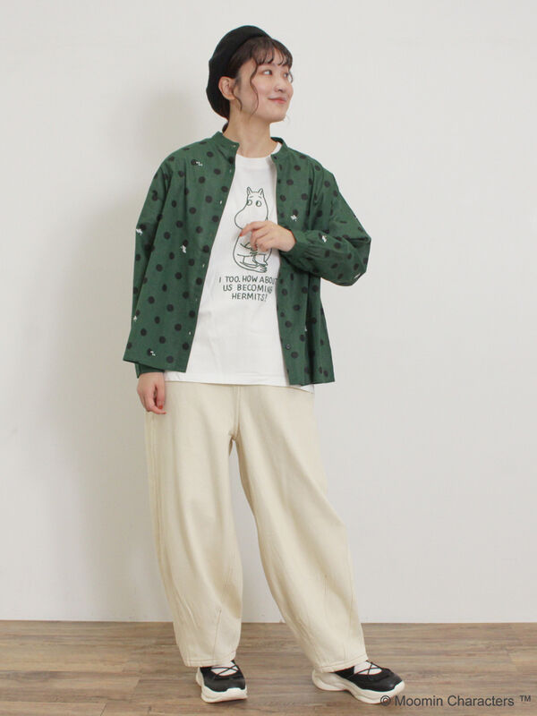 セール】 【MOOMIN×Samansa Mos2】ぽこぽこ刺繍Tシャツ（オフホワイト