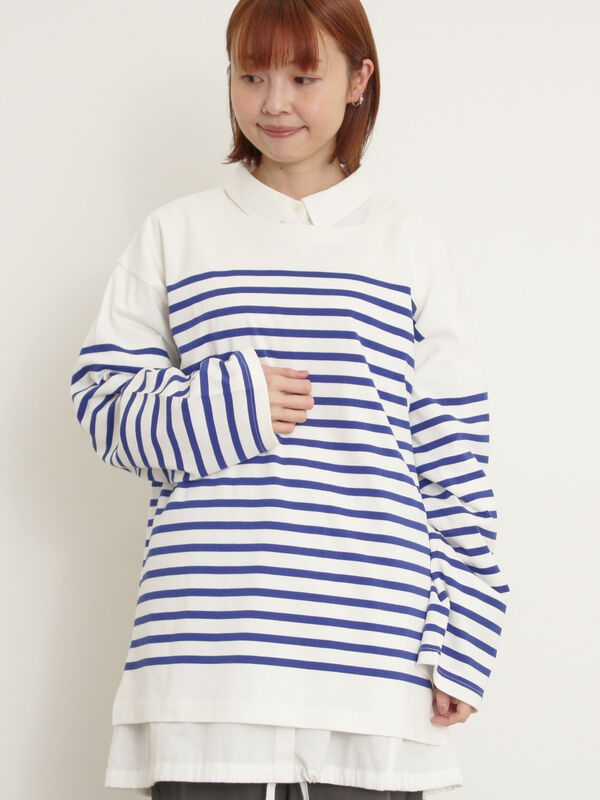 tシャツ パネルボーダー　バスクシャツ レディース セール】 パネルボーダーバスクTシャツ（ブラック/ピンク/ミント
