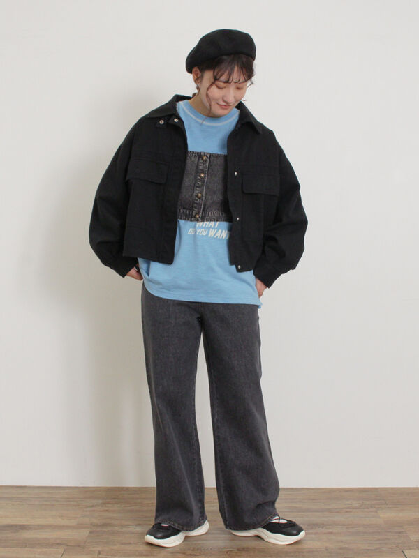 セール】 ツイルショートブルゾン（ブラック/ブラウン/カーキ/アウター