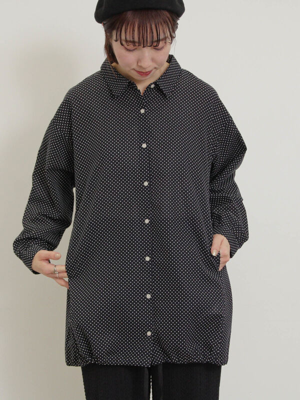 ★カーキ× ブラック デニム リメイク ミリタリー リネン チュニック ワンピ★ SUN VALLEY コットン スタンドカラー チュニック 微起毛