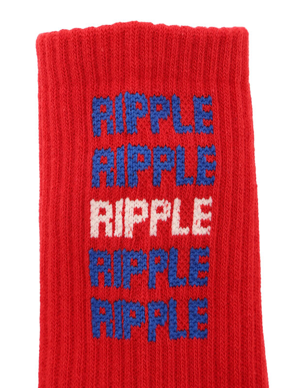 セール】 ロゴいっぱいソックス（オフホワイト/レッド/サックスブルー