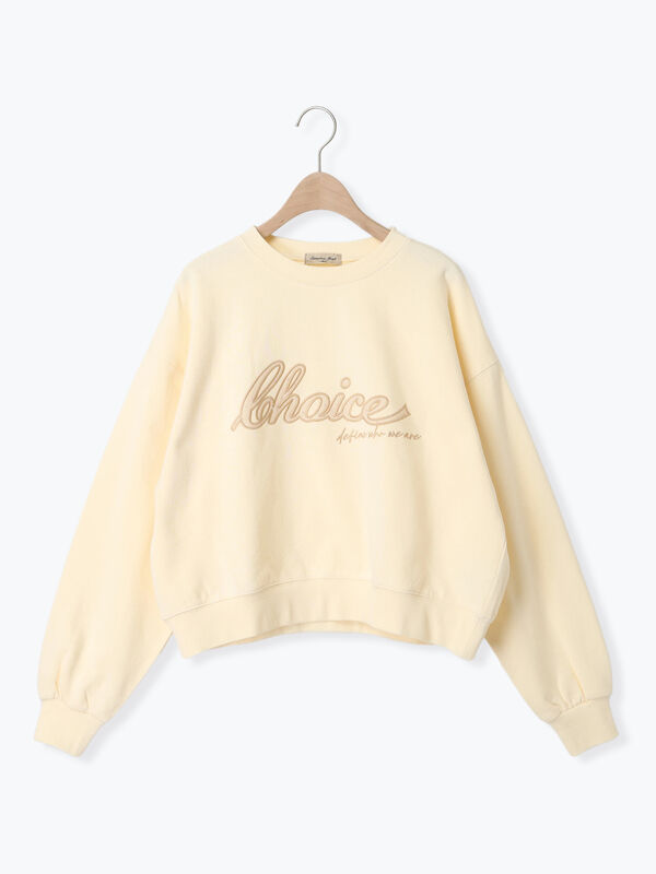 セール】 リボン&ロゴチュールアップリケ刺繍スウェット（オフ