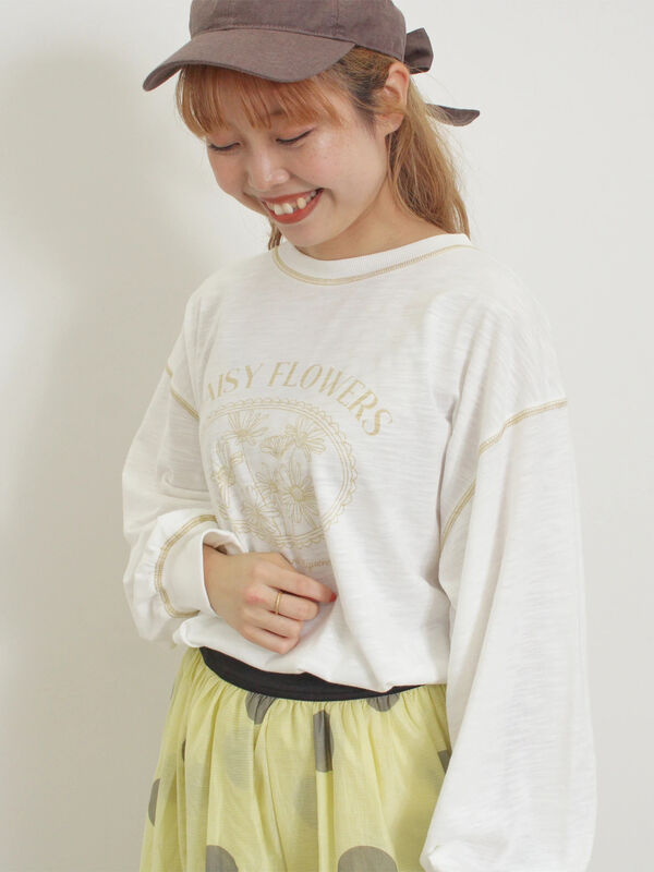 配色ステッチプリントアソートロングTシャツ（オフホワイト）｜Samansa Mos2（サマンサ モスモス）通販