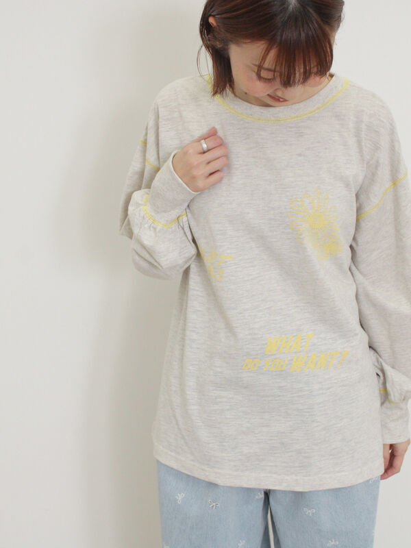 配色ステッチプリントアソートロングTシャツ（グレー）｜Samansa Mos2（サマンサ モスモス）通販