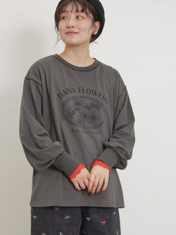 配色ステッチプリントアソートロングTシャツ（ブラック）｜Samansa Mos2（サマンサ モスモス）通販