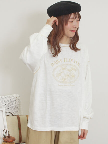 配色ステッチプリントアソートロングTシャツ（オフホワイト/グレー/ブラック/ブルー）｜Samansa Mos2（サマンサ モスモス）通販