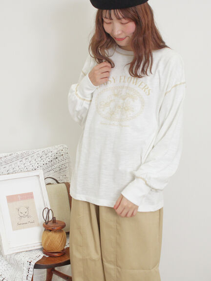 配色ステッチプリントアソートロングTシャツ（オフホワイト/グレー/ブラック/ブルー）｜Samansa Mos2（サマンサ モスモス）通販