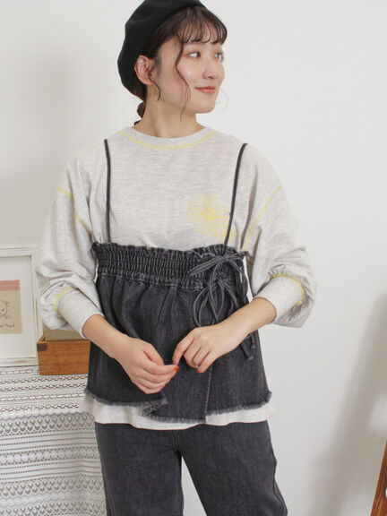 配色ステッチプリントアソートロングTシャツ（オフホワイト/グレー/ブラック/ブルー）｜Samansa Mos2（サマンサ モスモス）通販