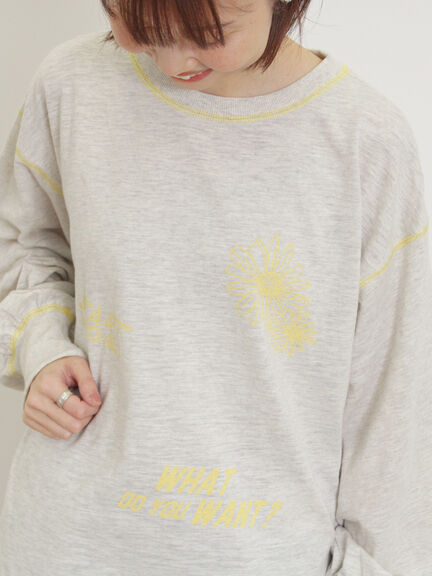 配色ステッチプリントアソートロングTシャツ（オフホワイト/グレー/ブラック/ブルー）｜Samansa Mos2（サマンサ モスモス）通販