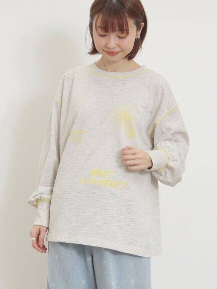 配色ステッチプリントアソートロングTシャツ（オフホワイト/グレー/ブラック/ブルー）｜Samansa Mos2（サマンサ モスモス）通販