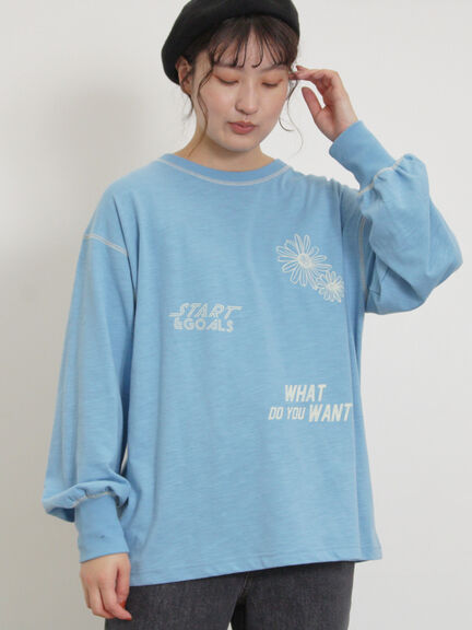 配色ステッチプリントアソートロングTシャツ（オフホワイト/グレー/ブラック/ブルー）｜Samansa Mos2（サマンサ モスモス）通販
