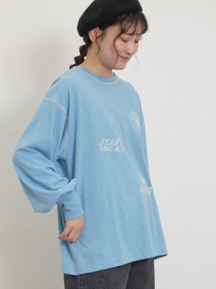 配色ステッチプリントアソートロングTシャツ（オフホワイト/グレー/ブラック/ブルー）｜Samansa Mos2（サマンサ モスモス）通販