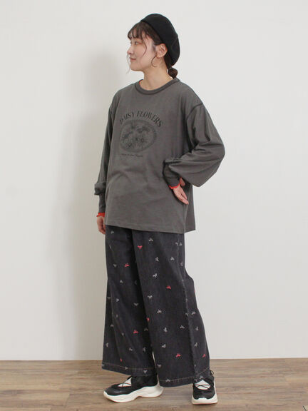 配色ステッチプリントアソートロングTシャツ（オフホワイト/グレー/ブラック/ブルー）｜Samansa Mos2（サマンサ モスモス）通販