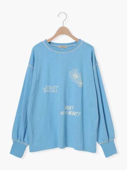 配色ステッチプリントアソートロングTシャツ（オフホワイト/グレー/ブラック/ブルー）｜Samansa Mos2（サマンサ モスモス）通販