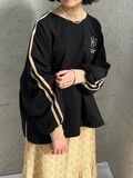 ミニ裏毛ワンポイント刺繍ラインスウェット（ブラック）｜Samansa Mos2（サマンサ モスモス）通販