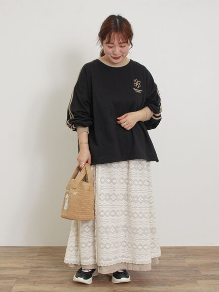 ミニ裏毛ワンポイント刺繍ラインスウェット（オフホワイト/グレー/ブラック/パープル）｜Samansa Mos2（サマンサ モスモス）通販