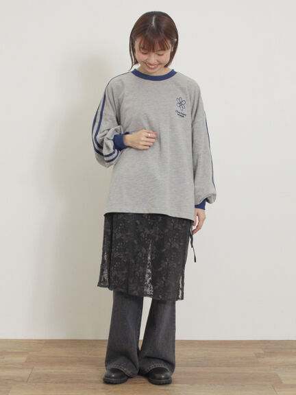 ミニ裏毛ワンポイント刺繍ラインスウェット（オフホワイト/グレー/ブラック/パープル）｜Samansa Mos2（サマンサ モスモス）通販