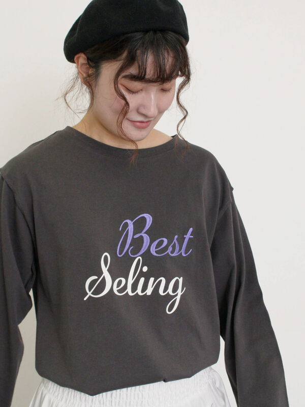 ロゴ刺繍アソートロングTシャツ（ブラック）｜Samansa Mos2（サマンサ モスモス）通販