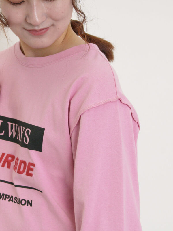 セール】 ロゴ刺繍アソートロングTシャツ（オフホワイト/グレー