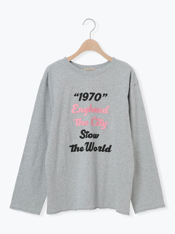 セール】 ロゴ刺繍アソートロングTシャツ(オフホワイト/グレー セール】 ロゴ刺繍アソートロングTシャツ(オフホワイト/グレー