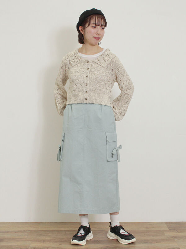 セール】 カーゴスカート（ブラック/カーキ/サックスブルー/キナリ