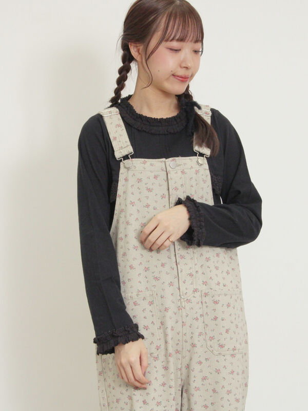 セール】 胸元レース切替ピンタックインナー（オフホワイト/ブラック