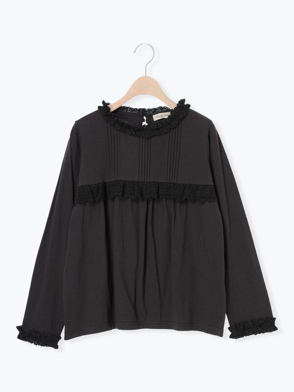 セール】 胸元レース切替ピンタックインナー（オフホワイト/ブラック