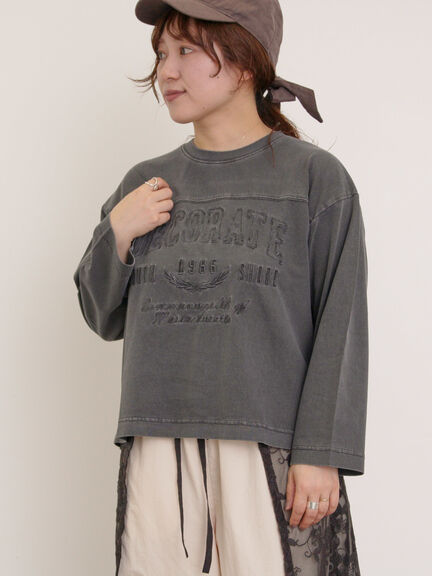ピグメント加工ロゴ刺繍ロングTシャツ（オフホワイト/チャコールグレー/ピンク/グリーン）｜Samansa Mos2（サマンサ モスモス）通販