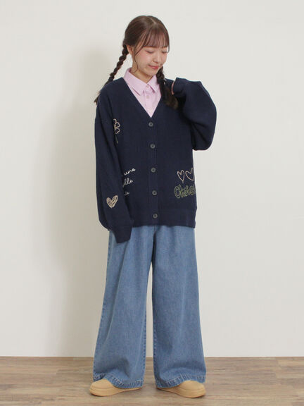 ハンド刺繍風ニットカーディガン（グレー/ネイビー/クリーム）｜Samansa Mos2（サマンサ モスモス）通販