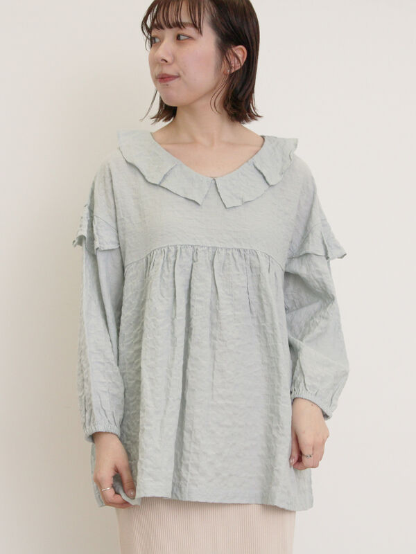 新品　SM2☆ブラック／フリルチュニック ◎フリルチュニックブラウス（トップス/シャツ・ブラウス