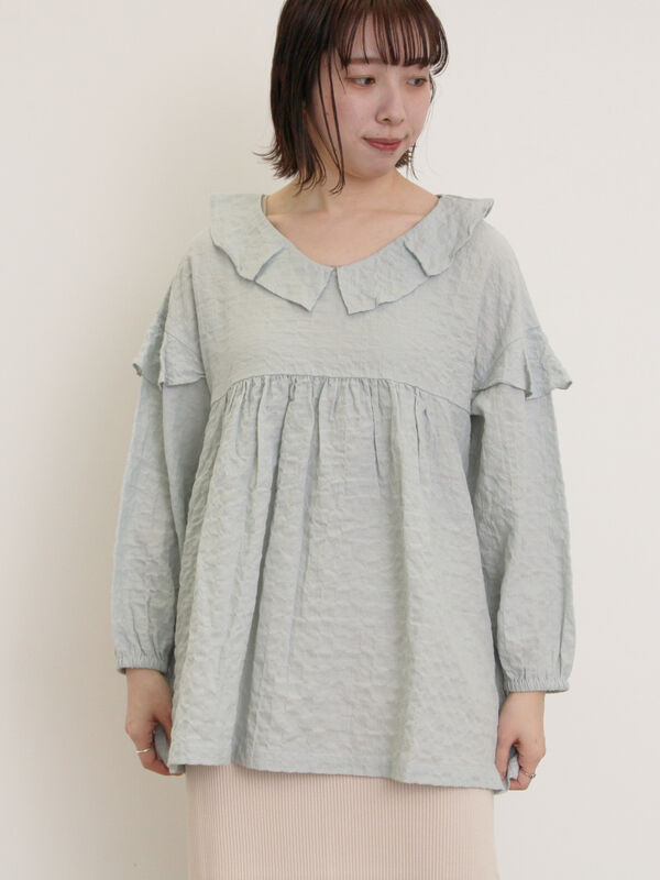 もっちさま専用♡【新品】衿.前後フリルチェックブラウス♡コットン♡大きいサイズ frunco ブラウス シャツ フリルセーラー襟コットンブラウス