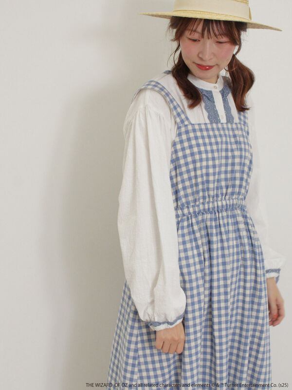 セール】 【オズの魔法使】ギンガムワンピース（ブラック/ブルー
