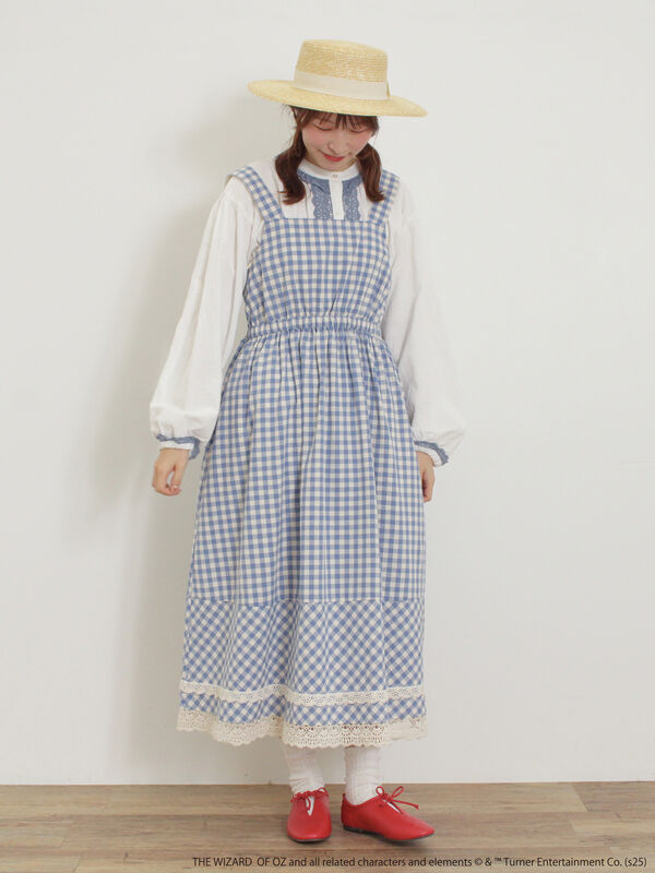 セール】 【オズの魔法使】ギンガムワンピース（ブラック/ブルー