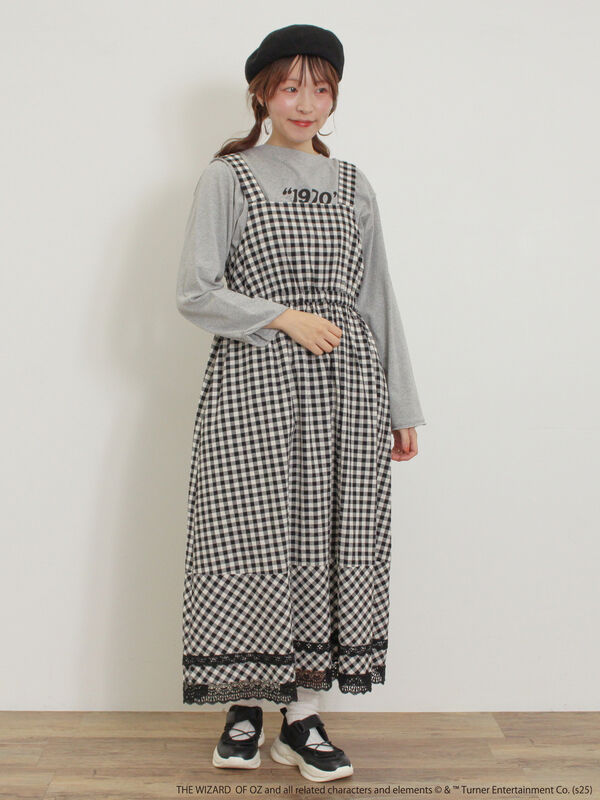 セール】 【オズの魔法使】ギンガムワンピース（ブラック/ブルー