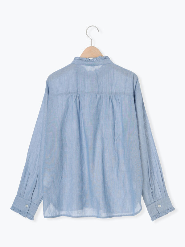 セール】 柄アソートフリルピンタックブラウス（グレー/ブラック