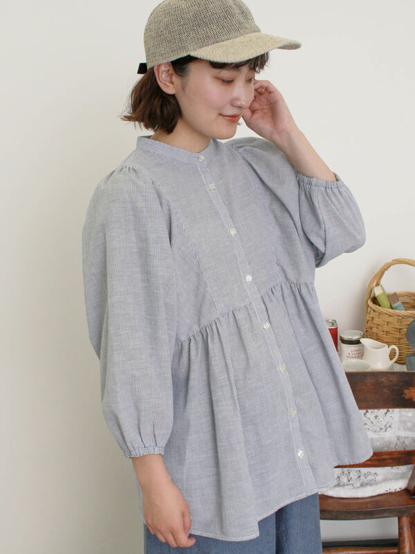 ギャザー入りパフトップ #黒 LITMUS ギャザーカフタントップ / GRACE CONTINENTAL | GRACE