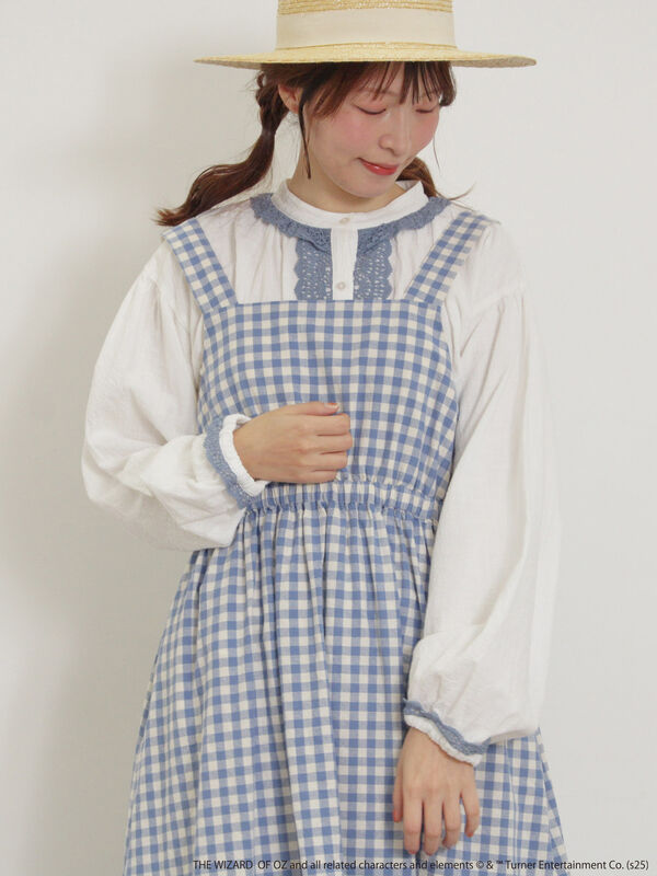 セール】 【オズの魔法使】配色レースブラウス（オフホワイト/キナリ