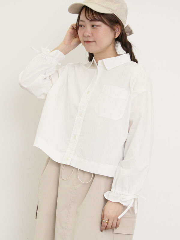 セール】 キャンディースリーブショート丈シャツ（オフホワイト