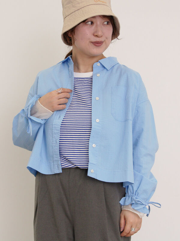 セール】 キャンディースリーブショート丈シャツ（オフホワイト