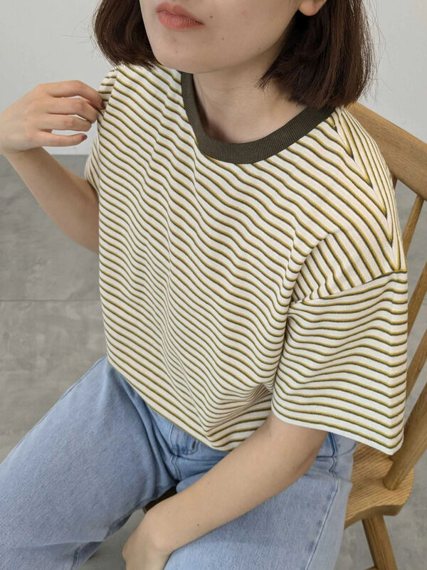 カス残しマルチボーダーTシャツ（イエロー）｜Samansa Mos2（サマンサ モスモス）通販