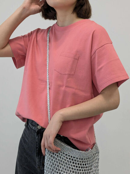 【USAコットン】Tシャツ（オフホワイト/ブラック/ピンク/ダークブラウン/グリーン/サックスブルー）｜Samansa Mos2（サマンサ モスモス）通販