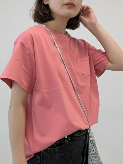 【USAコットン】Tシャツ（オフホワイト/ブラック/ピンク/ダークブラウン/グリーン/サックスブルー）｜Samansa Mos2（サマンサ モスモス）通販